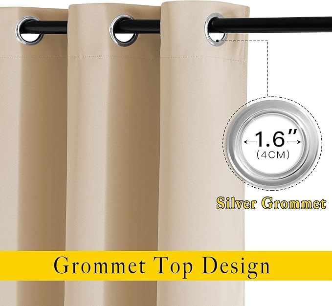 NICETOWN Doorway Curtains & Drapes 78 inches Long - Grommet Window Treatment Thermal Insulated Privacy Blackout Curtains & Drapes for Bedroom (Biscotti Beige, Set of 2, W52 x L78)