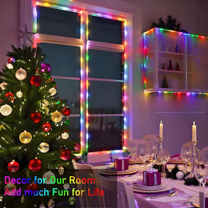 132FT Rope Lights for Outside,2 Pack 66FT Connectable String Lights Outdoor Waterproof IP67,8 Modes 400 LEDs Rope Lighting for Garden,Party,Indoor Bedroom,Christmas Eaves Decor,Coloured
