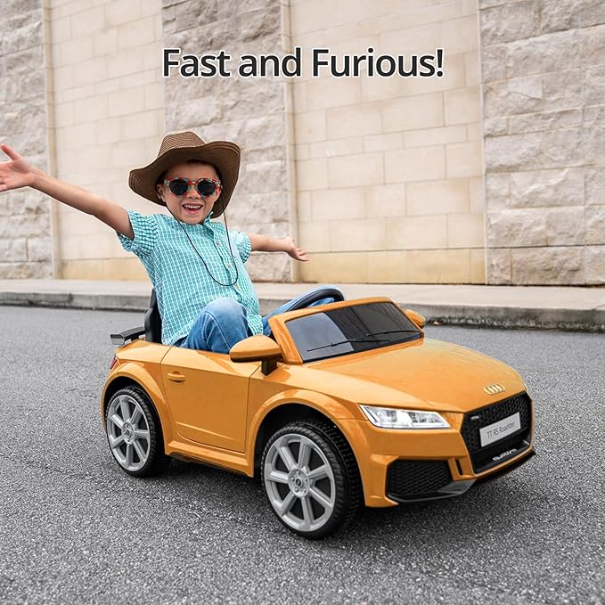 Kids Electric Car, Licensed Audi 6V Kids Ride on Toy Car for Toddlers with Remote - Yellow