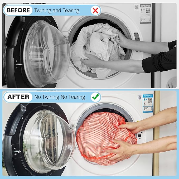 4Pcs Mesh Laundry Bags Washing Machine Mesh Wash Bags for Clothes,Underwear,Lingerie, Bed Linen with Drawstring Closure Sturdy(4 Size, Orange)