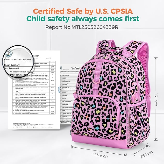 Choco Mocha Strawberry Backpack for Girls, Elementary School Backpack for Girls Ages 6-8 Kids Kindergarten Backpack Bookbag 17 Inch with Chest Strap, Red