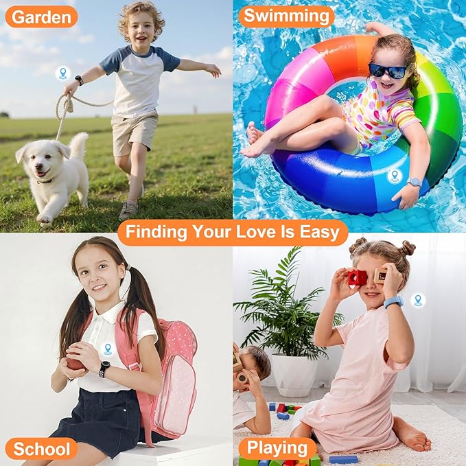 Waterproof Bracelet Compatible with AirTag for Kids (2 Pack), Protective Case GPS Tracker Holder for Child with Full Coverage Hidden Design, Soft Silicone Anti-Lost Wristband Cover for Toddler BWBB