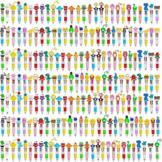 200Pcs Mini Multicolor Pens in One 4-in-1 Cute Pens Bulk for Kids, Ballpoint Pen for Birthdays and Children's Parties, Fun Gifts Assorted Ink Kawaii Pen