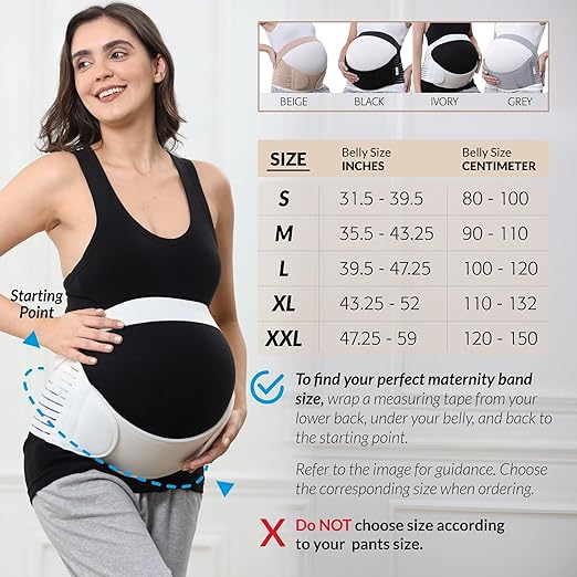 NeoTech Care Pregnancy Support Maternity Belt, Waist/Back/Abdomen Band, Belly Brace (Size XXL, Ivory Color)