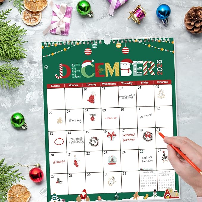 GuassLee Wall Calendar 2025-2026, Vertical Wall Calendar 2026, Sept. 2025 to Mar. 2027, 14" X 11.5" 19-Month Holiday Calendar Hanging Planner Wall for Home School Office Planning & Organizing