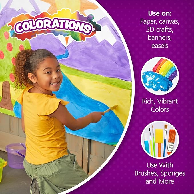 Colorations Paraben-Free Washable Tempera Paint for Kids - 1 Gallon Value Size. Vibrant Turquoise. Non-Toxic and Made in The USA