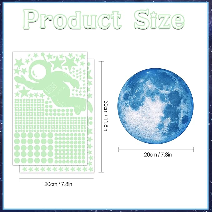 530 Glow in The Dark Stars Ceiling Stars Glow in The Dark Glow Moon and Space Wall Decals Astronaut Universe Galaxy Planet Wall Stickers Glowing Wall Stickers Kid Boys Living Room Decor