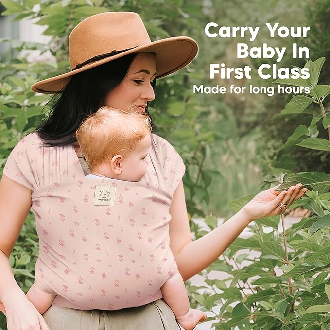 KeaBabies Baby Wrap Carrier - All in 1 Original Baby Carrier Newborn to Toddler Sling, Easy to Wear, Hands Free Bonding, Lightweight, Breathable Infant Wraps (Pink Daisies)