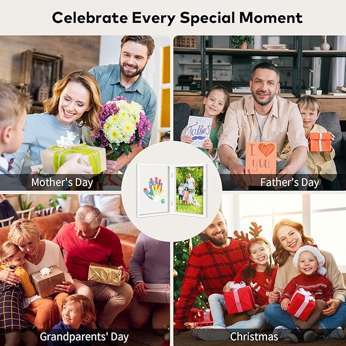 Family Handprint Kit, DIY Craft Keepsake, Hand Print Photo Frame, Family Gifts for New Mom, New Baby, New Parents, Grandparents, Mother's Day, Father's Day, Adoption Day, Anniversary