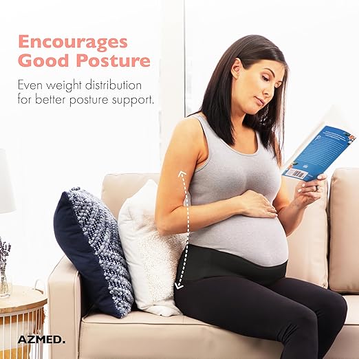 AZMED Maternity Belt Back Support - Adjustable Abdominal Binder for Pregnancy - Belly Band for Pelvic, Waist & Lower Back Comfort - Fits Up to 46 Inches - Black