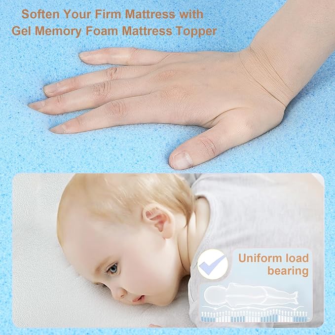 NeoBorn Baby Bassinet Mattress Pad, 33" x 20" Dual Sided Comfort Gel Memory Foam Mattress with Removable Breathable Soft Tencel Cover Fit for Baby Delight/Mika Micky/KoolerThings Bassinet