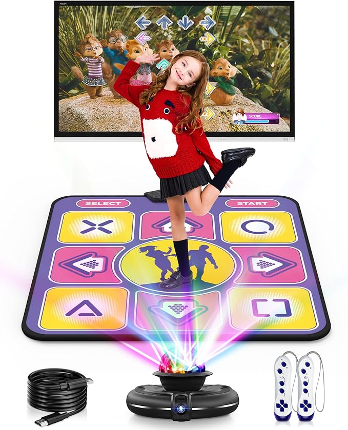 Eletrionic Dance Mat for TV with HD Camera, Non-Slip Dance Pad for Girls Boys, Dance Game Mat Xmas B-Day Gifts for Kids Adults (Purple)