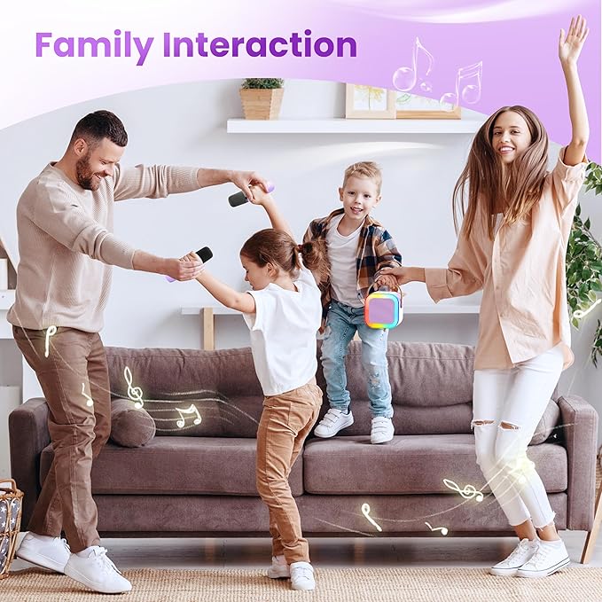 Mini Karaoke Machine for Kids Adults, Kids Toys Karaoke Microphone Singing Speaker, Karaoke Player with 2 Wireless Mic Party, Birthday Gifts for Girls Ages 4, 5, 6, 7, 8, 9, 10, 12+ Years Old(Purple)