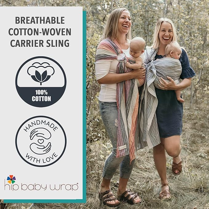 Hip Baby Wrap Ring Sling Baby Carrier for Infants and Toddlers - Beautiful, 100% Soft Cotton Baby Wraps Carrier for Babies 8-35 lbs - Perfect Baby Shower Gifts Moms and Dads - Nursing Cover (River)