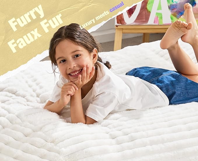 Hobestluk 5FT Bean Bag Chairs Adult Bean Bag with Portable Handle Comfy Large Bean Bag Lounge Chair with Removable Cover for Living Room Bedroom (Stripe White, 5FT)