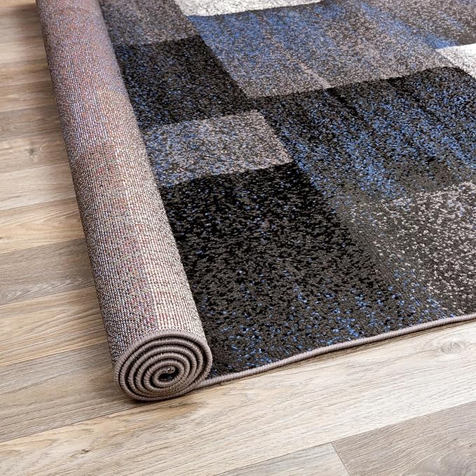 Rugshop Modern Distressed Boxes Runner Rug 2' x 7' Blue
