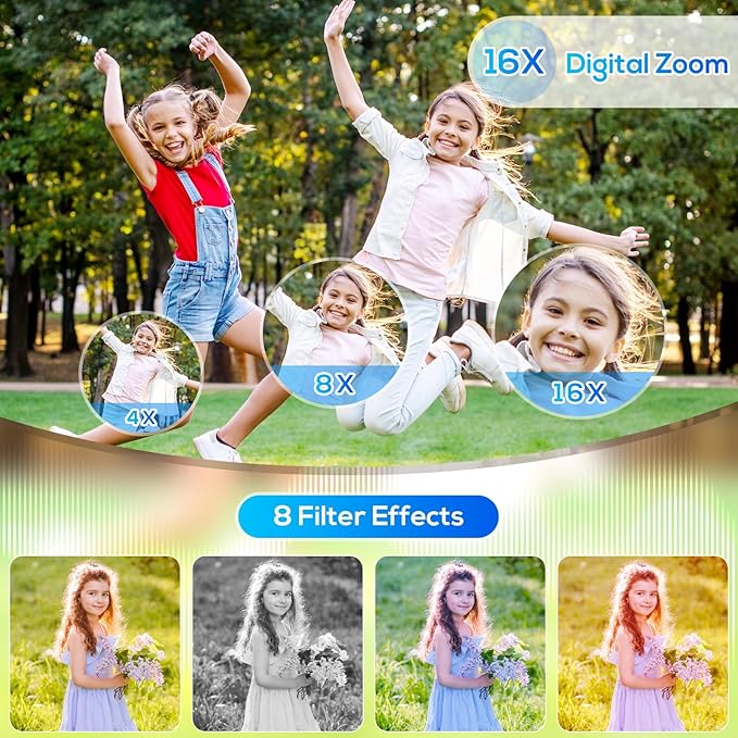 Digital Camera for Kids, WITYEAH 48MP FHD 1080P Point and Shoot Digital Cameras with 16X Zoom Anti-Shake, Compact Portable Cameras for Photography, for Boys Girls Teens Beginners