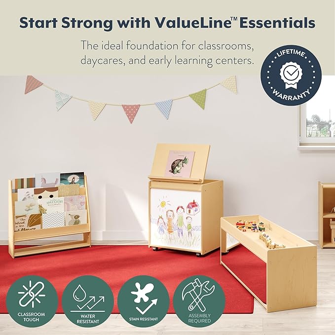 Angeles Value Line Toddler Storage with Mirror Back, Classroom Shelves and Daycare Furniture, Kids' Bookcases Cabinets & Shelves, 48" L x 15" W x 17" H