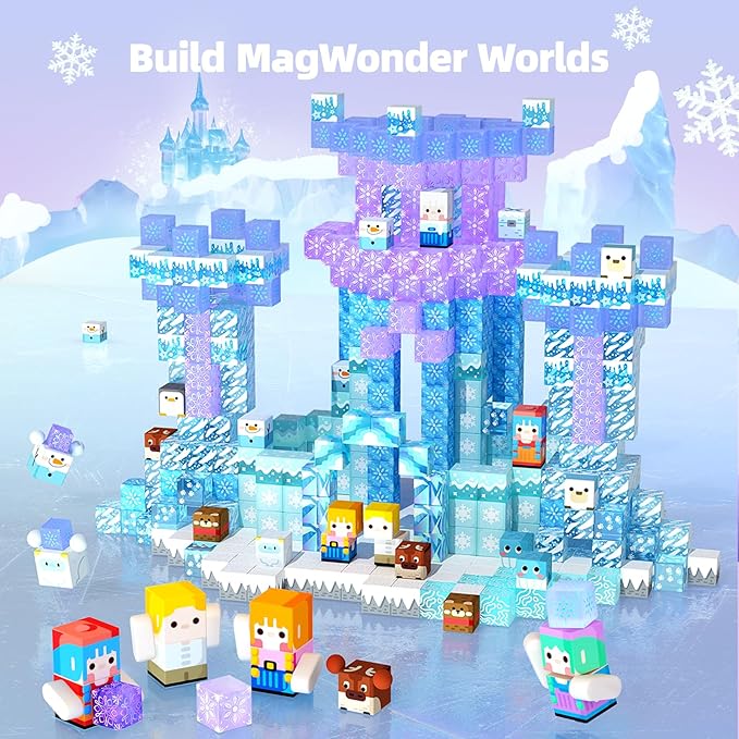 GobiDex 100PCS Magnetic Blocks Magnet Building Toys, Princess Castle Toys for Girls, Upgraded STEM Sensory Birthday Gift for Kids Age 3+ Years Old