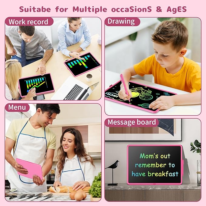 20 Inch LCD Writing Tablet for Kids, Children's Art Toys, Educational and Learning Drawing Kits, Birthday and Christmas Gifts for Boys and Girs Aged 3-12+, Pink