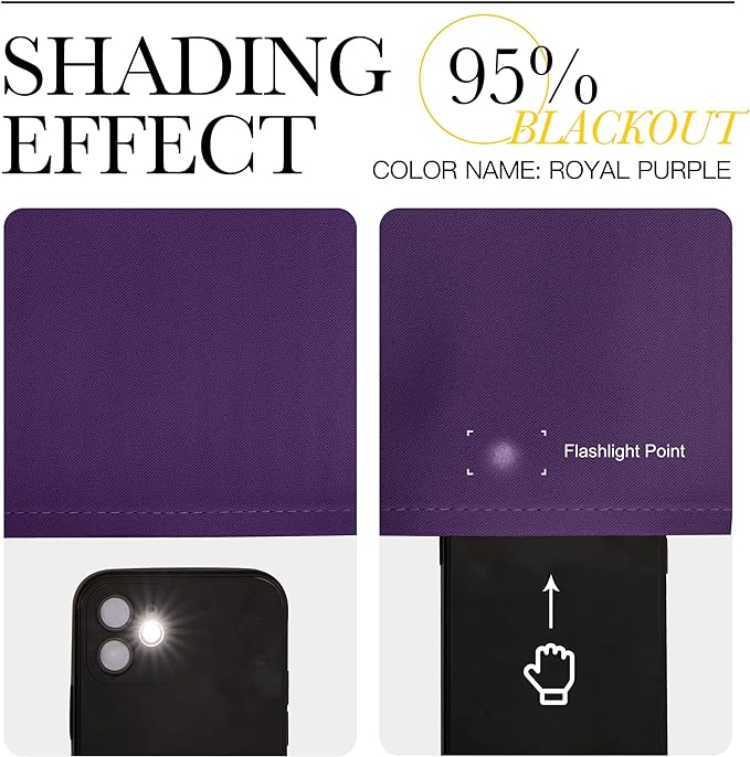 NICETOWN Kitchen Blackout Curtains and Drapes - Triple Weave Energy Saving Thermal Insulated Solid Grommet Blackout Panels for Patio (1 Pair, 66 inches by 90 Inch, Royal Purple)