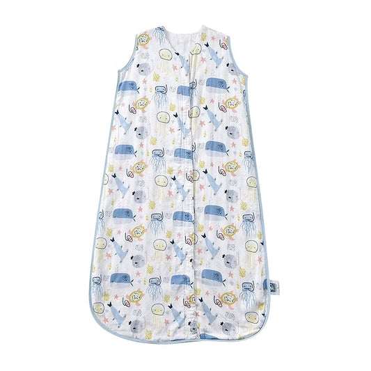 Baby Sleep Sack 1-2 T Baby Wearable Blanket 100% Organic Cotton 0.5 TOG Muslin Toddler Sleeping Sacks 2- Way Zipper Warm 12-24 Months