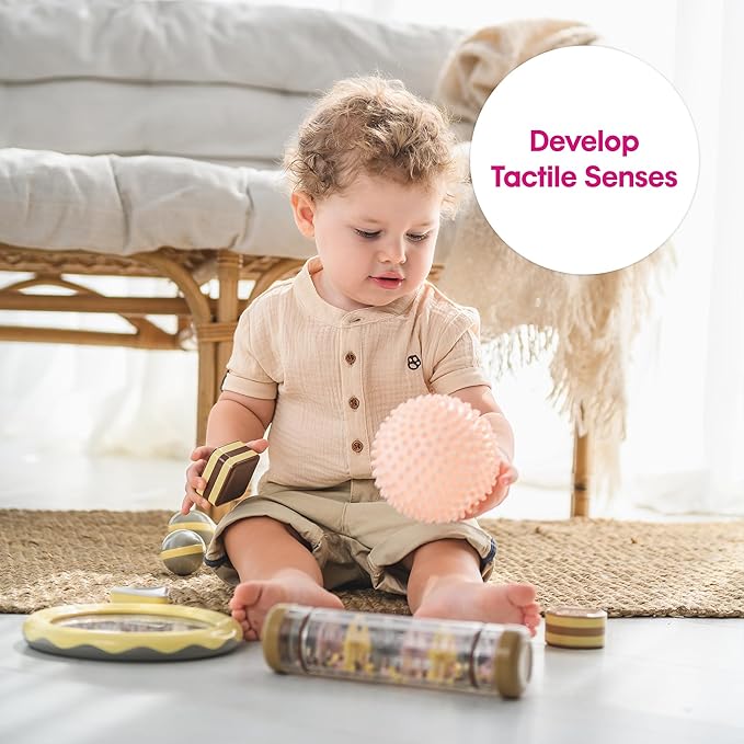 Edushape Original Sensory Ball for Baby - 4" Boho Chic Color Baby Ball Enhances Gross Motor Skills for Kids 6 Months & Up - Great Stocking Stuffer