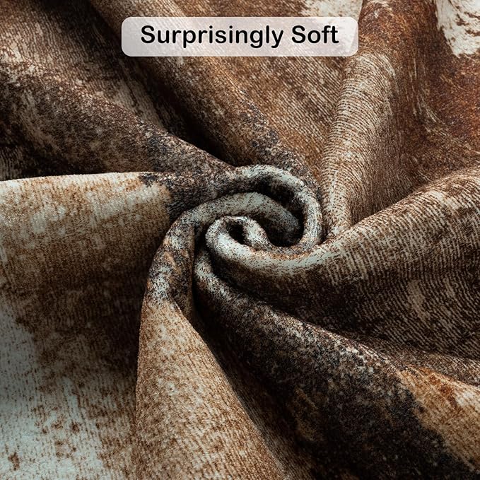 Kelarea Living Room Rug, 5x7 Rug Modern Abstract Washable Rugs Brown Foldable Faux Wool Vintage Carpets, Non Slip Rug for Bedroom, Dining Room, College Dorm, Kids Playroom, Home Office