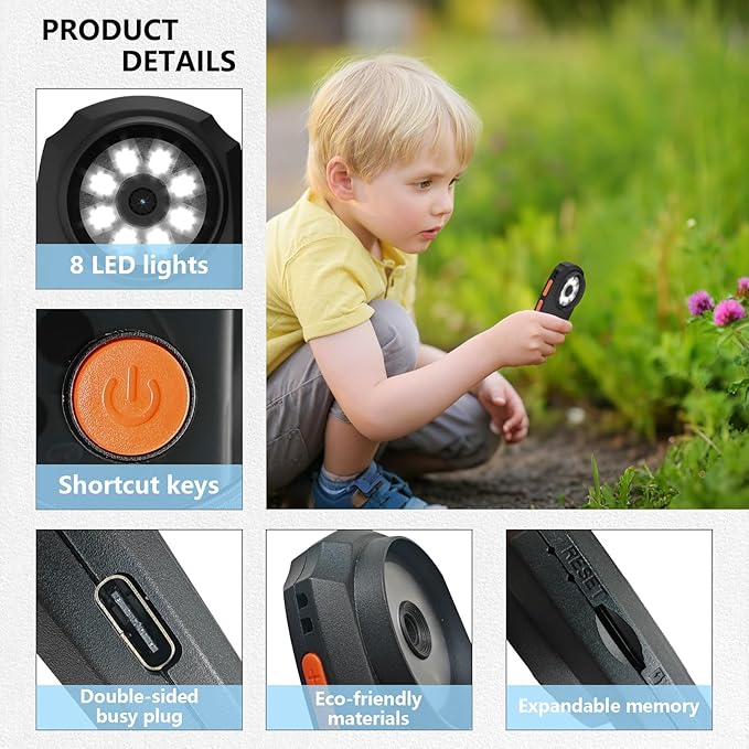 Digital Microscope for Kids, Handheld Microscope with 2.0" IPS Screen,500X,8 Adjustable LEDs,Digital Magnifying Glass for Insect Plant Leaf Observation,Magnifying Glass for Coins Small Fonts