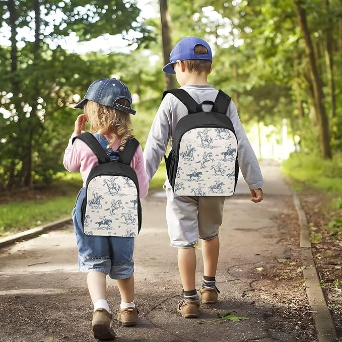 Toddler Backpack Western Cowboy Waterproof Mini Backpack Boys/Girls Cute Kindergarten Pre School Bags 11 Inch