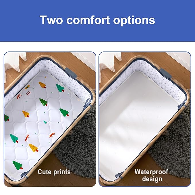 Baby Bassinet Mattress 29 x 18 inches- Firm Support and Comfort Premium Foam,Noiseless and Odorless,Hypoallergenic Small Crib Mattress, Fits Moses Basket, Dual Sided with Soft Breathable Fabric