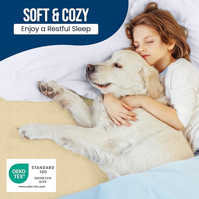 Utopia Bedding Waterproof Mattress Protector King Size, Premium Terry Mattress Cover 200 GSM, Breathable, Fitted Style with Stretchable Pockets (Beige)