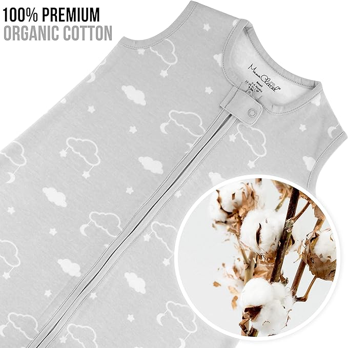 Mama Cheetah Baby Sleep Sack 0.5 TOG, Organic Cotton Baby Wearable Blanket with Two-Way Zipper, Swaddle Transition Baby Sleeping Bag for Newborn Infant Toddler Boy Girl, 0-3 Months