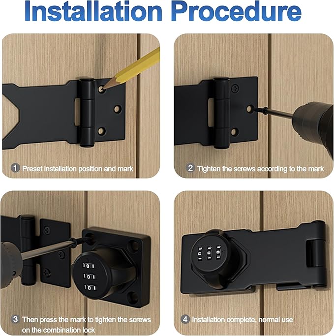 Password Rotary Hasp Locks,Black 1 Pack Cabinet Locks with Combination,Keyless Security Latch for Sliding Barn Door, Gate, Small Door, Closet, Drawers