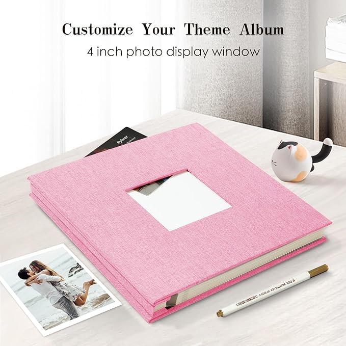 Spbapr Large Photo Album Self Adhesive 60 Pages Linen cover DIY Magnetic Scrapbook album with A Metal Pen Hold 4x6 5x7 6x8 8x10 10x12 Pictures
