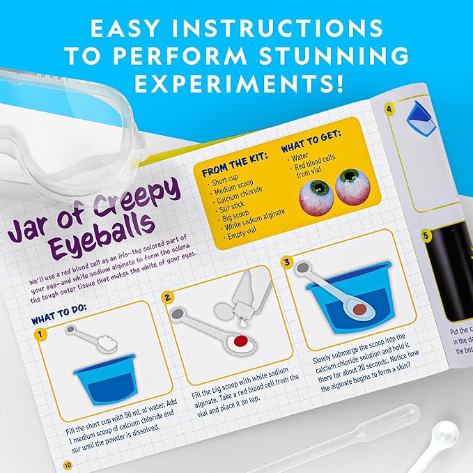 NATIONAL GEOGRAPHIC Gross Science Kit - 45 Gross Science Experiments- Dissect a Brain, Make Slime, Creepy STEM Project Gifts for Boys and Girls, Halloween Activities for Kids 8-12 (Amazon Exclusive)