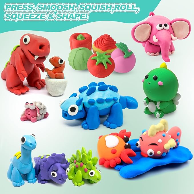 Air Dry Clay for Kids,90 Colors Modeling Model Magic Clay,DIY Molding Clay Starter Kit with Sculpting Tools,Soft and Non-Sticky,Art and Crafts for Boys & Girls 3-12 Years Old.