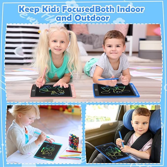 LCD Writing Tablet for Kids, 8.5 Inch Colorful Doodle Board Drawing Tablet, Educational Learning Toys Birthday Gifts for Kids Age 3 4 5 6 7 8 (8 Pack)