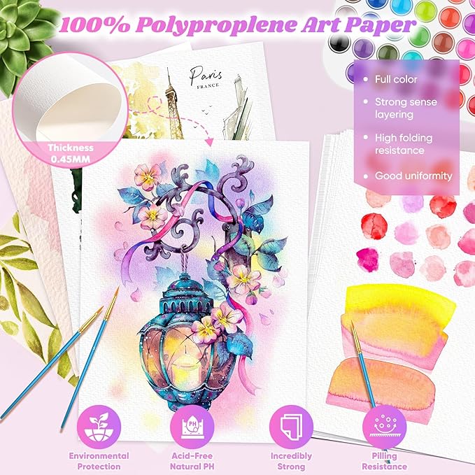 8.5"x11" Watercolor Paper, Easter Basket Stuffers, Valentine Gift Card, 140lb/300gsm Water Color Paper for Drawing, Coloring, Painting, Sketching, Crafting, Art Office School Supplies for Kids Adults