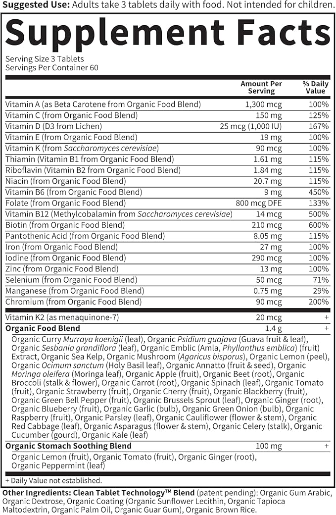 Garden of Life Organics Women’s Prenatal Multivitamin with Vitamin D3, B6, B12, C & Iron, Folate for Energy & Healthy Fetal Development – Organic, Non-GMO, Gluten-Free, Vegan, 60 Day Supply