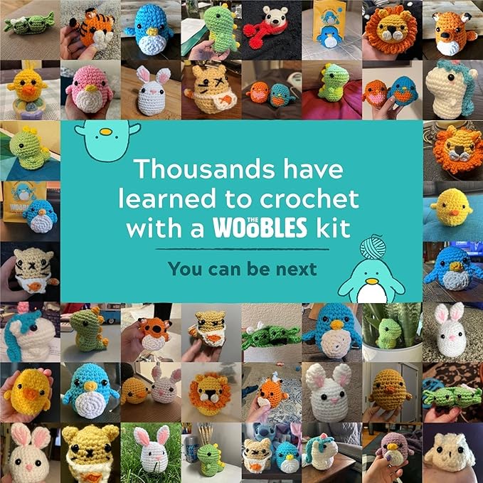 The Woobles Minecraft Crochet Kit – Beginner Crochet Kit for Adults & Kids, Easy Knitting Kit with Woobles Yarn, DIY Crafts, Crochet Animals, Minecraft Toys, Gift for Gamers & Crafters (Zombie)