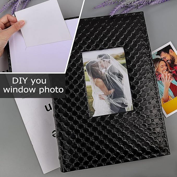 RECUTMS Photo Albums for 4x6 Photos Holds 300, 3 Per Pages Photo Picture Album PU Leather Cover, Horizontal Photos Record Family Wedding Anniversary Baby Holiday Album (Grey)