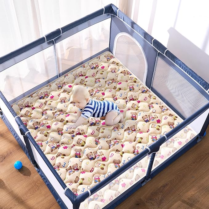 High-Density Foam Baby Play Mat, 59x59 Inches Thicken One-Piece Comfortable and Soft Playmat, Non Slip Machine Washable Floor Mat for Infants, Tapete para Bebes,Toddlers