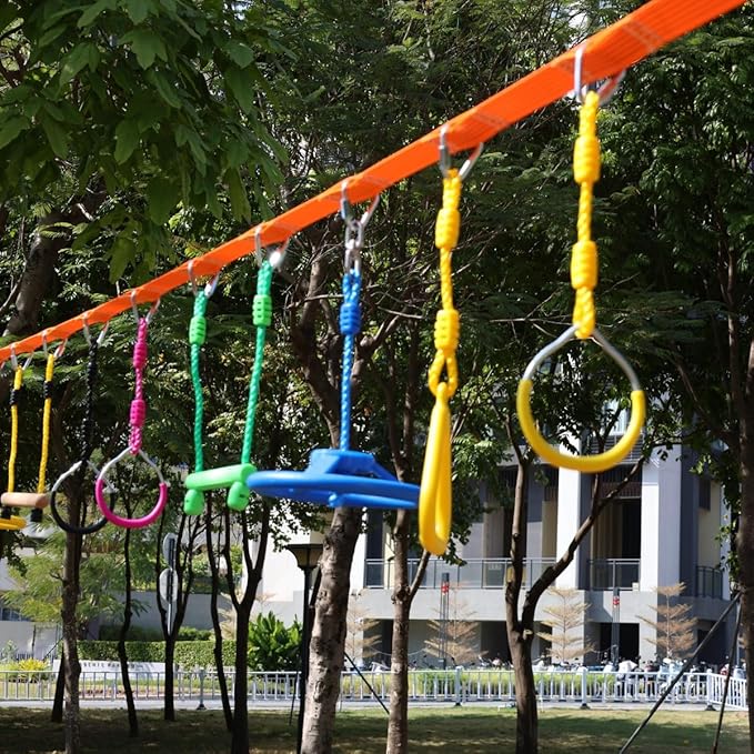 Climbing Gymnastic Rings for Kids - Strong Obstacle Course Ninja Ring Monkey Bars for Outdoor Backyard Play Sets, Swing Set
