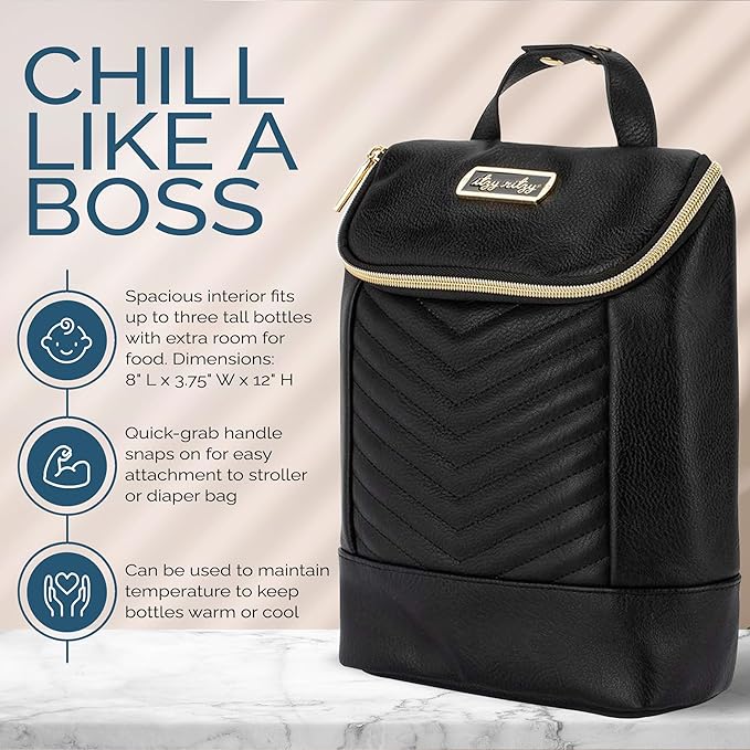 Itzy Ritzy Insulated Bottle Bag – Keeps Bottles Warm or Cool - Holds 3 Bottles and Features Interior Pocket For Ice Pack (Not Included), Jetsetter
