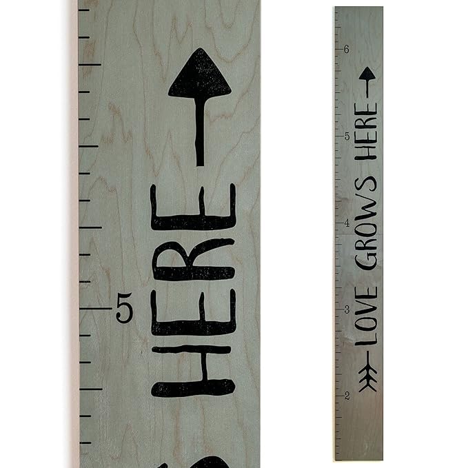 Wooden Growth Chart – Kids Height Chart, Wall Measurement for Kids, Height Chart for Wall, Growth Ruler for Children – Tribal Gray (63"x6.7")