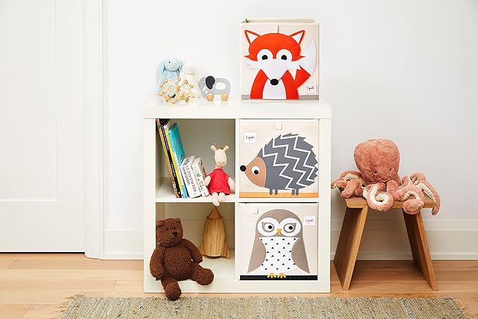 3 Sprouts Toy Storage Organizer: Toy Box Cube Organizer for Playroom, Nursery - Foldable Storage Bin - Fox