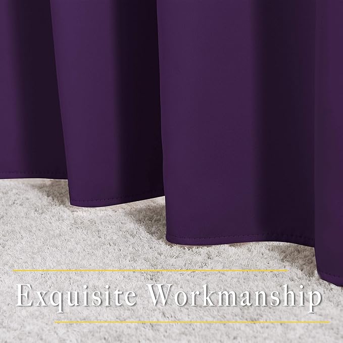 NICETOWN Royal Purple Room Darkening Curtain Panels - Triple Weave Thermal Insulated Grommet Room Darkening Window Draperies and Curtains for Bedroom (Set of 2, 46 x 54 inches, Royal Purple)