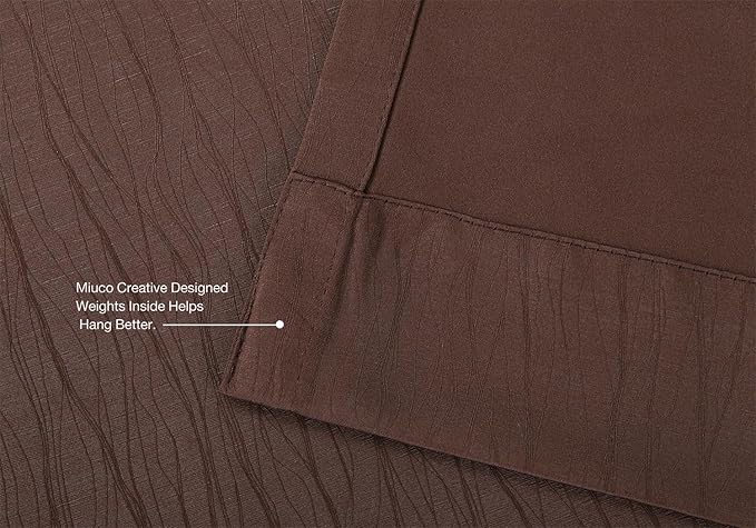 MIUCO Blackout Curtains Jacquard Textured Grommet Curtains for Living Room 2 Panels 52x84 Inch Long Chocolate