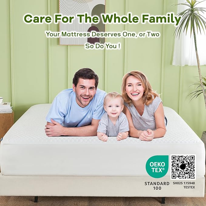 Premium Tencel King Mattress Protector in White, Natural and Skin Soft, Enjoy Our Waterproof Mattress Cover Fitted with A Deep Pocket, Hypoallergenic, Breathable, Noiseless and Absorbent